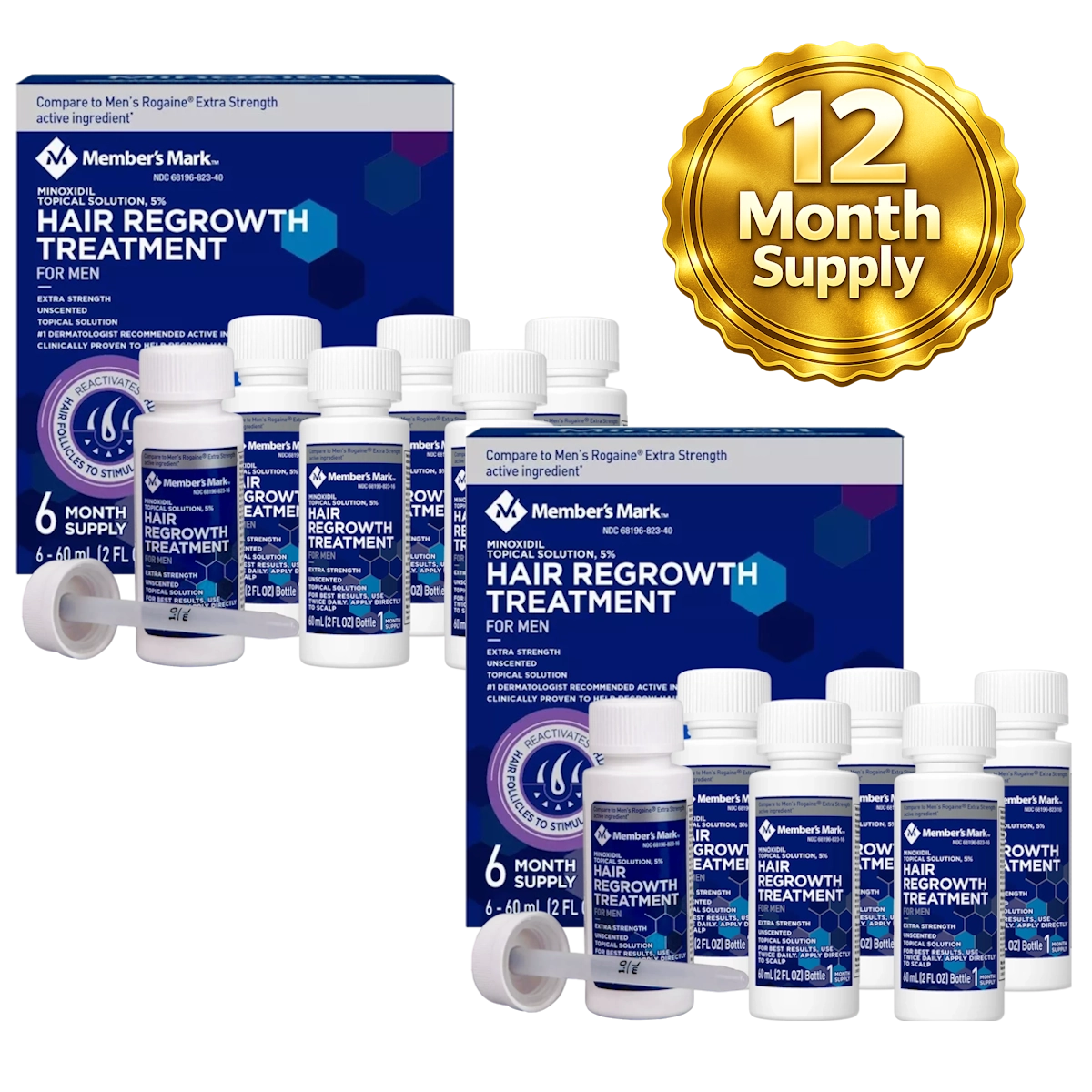 5% Members Mark Minoxidil Liquid - 12 Month Supply